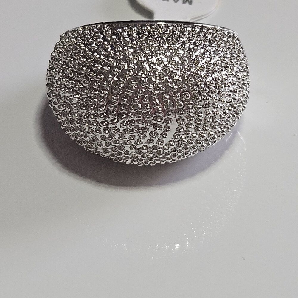 Silver Tone Large Domed Bumpy Statement Ring Size 9
